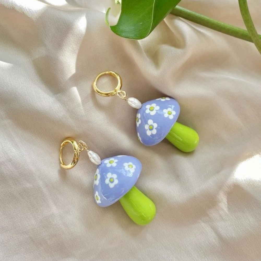 handmade mushroom earrings